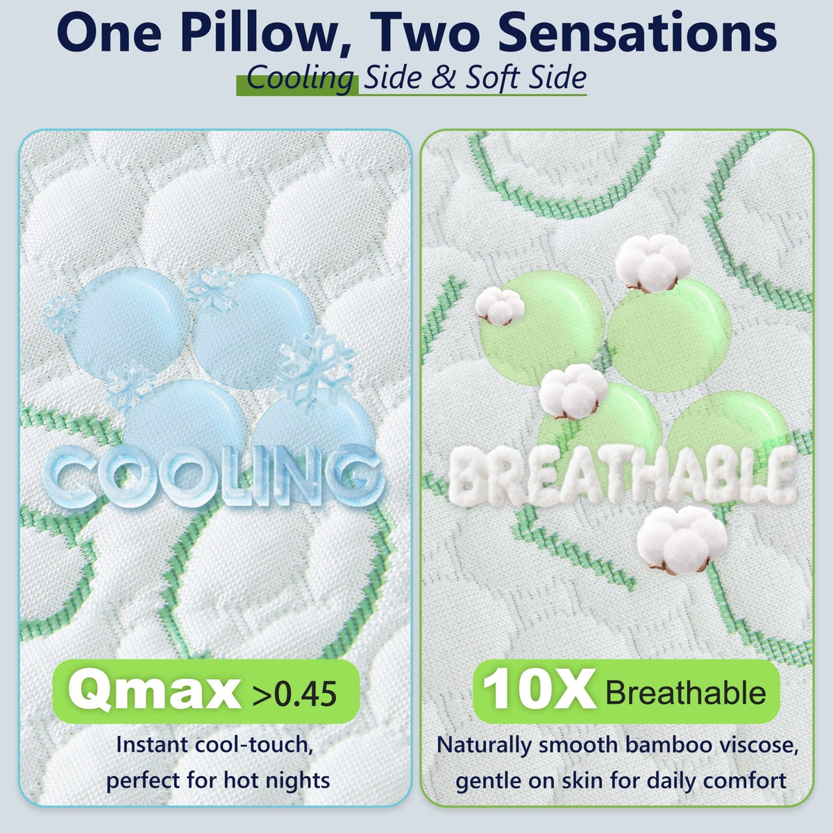 Adjustable Cooling Shredded Memory Foam Pillow – Breathable Bamboo Cover for Ergonomic Neck Support & Pain Relief - yettbea
