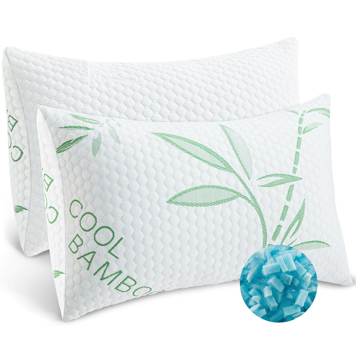Adjustable Cooling Shredded Memory Foam Pillow – Breathable Bamboo Cover for Ergonomic Neck Support & Pain Relief - yettbea