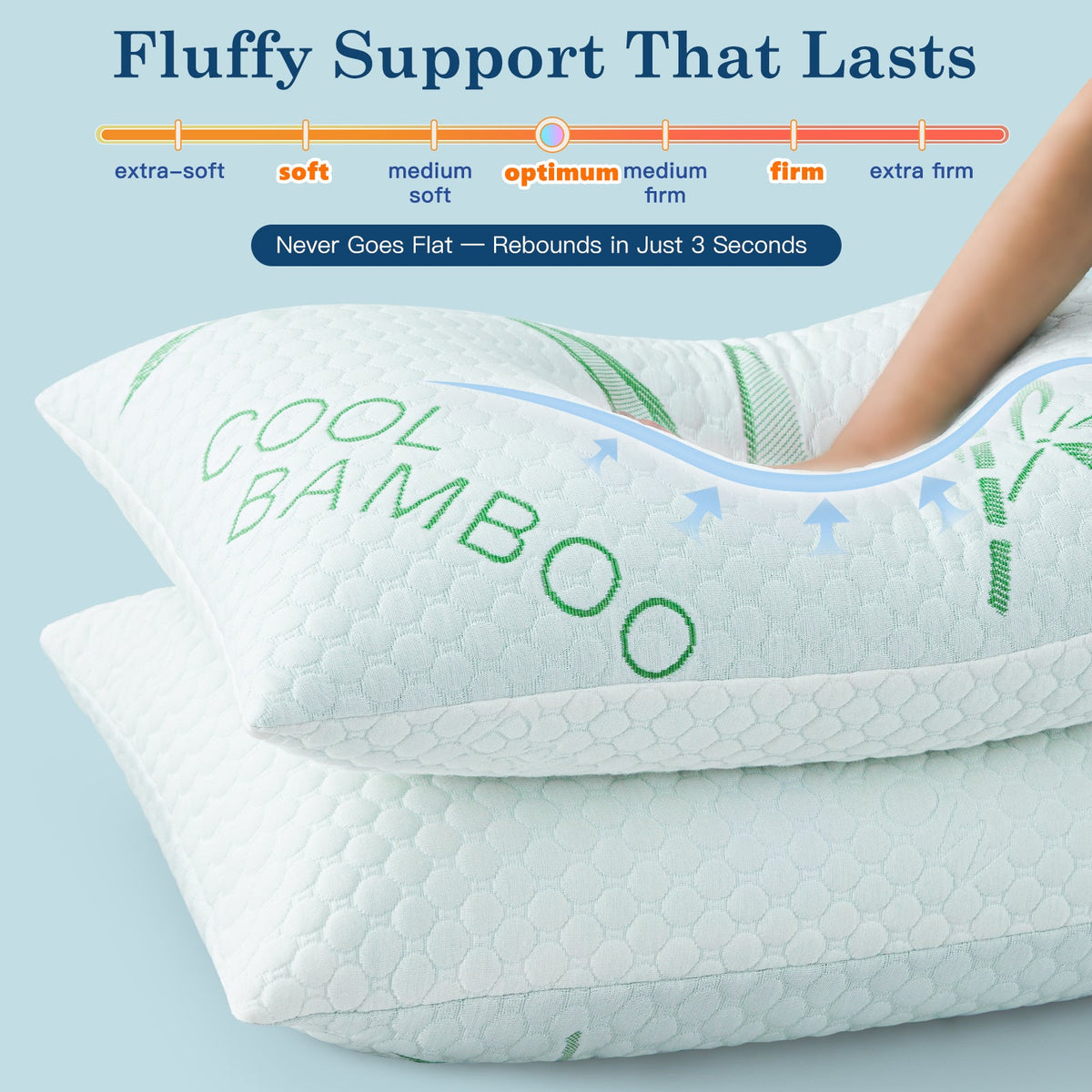 Adjustable Cooling Shredded Memory Foam Pillow – Breathable Bamboo Cover for Ergonomic Neck Support & Pain Relief - yettbea