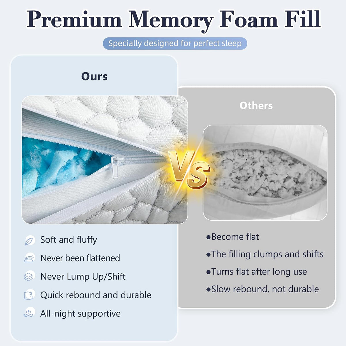Memory Foam Pillow — White Bamboo Pattern - yettbea