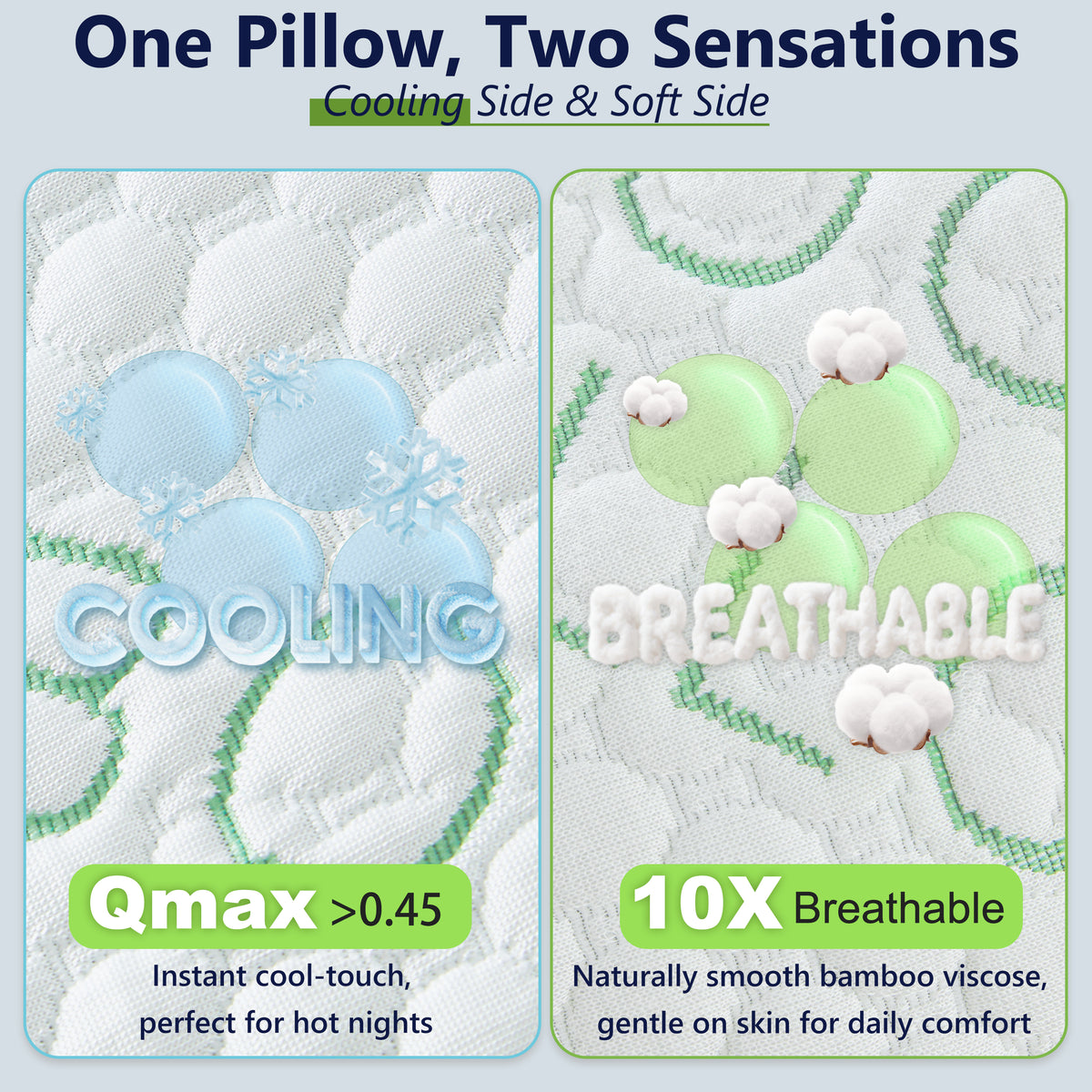 Adjustable Cooling Shredded Memory Foam Pillow – Breathable Bamboo Cover for Ergonomic Neck Support & Pain Relief