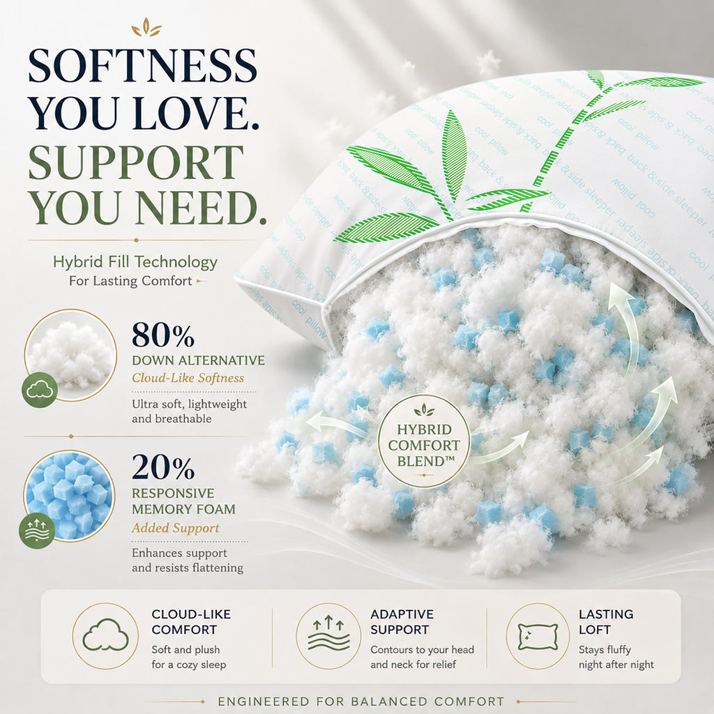 Cooling Hybrid Bed Pillows for Sleeping