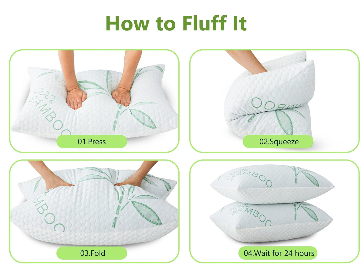 Adjustable Cooling Shredded Memory Foam Pillow – Breathable Bamboo Cover for Ergonomic Neck Support & Pain Relief - yettbea