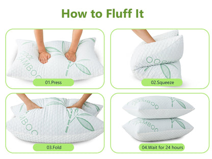 Adjustable Cooling Shredded Memory Foam Pillow – Breathable Bamboo Cover for Ergonomic Neck Support & Pain Relief - yettbea