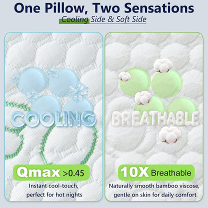 Memory Foam Pillow — Green Bamboo Pattern - yettbea