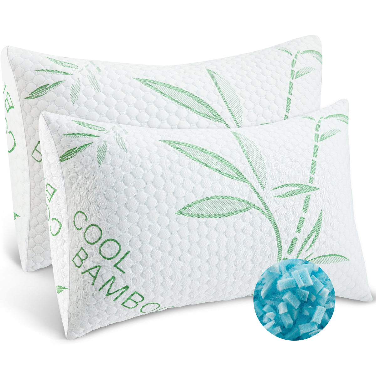 Memory Foam Pillow — Green Bamboo Pattern - yettbea