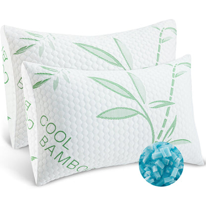 Memory Foam Pillow — Green Bamboo Pattern - yettbea