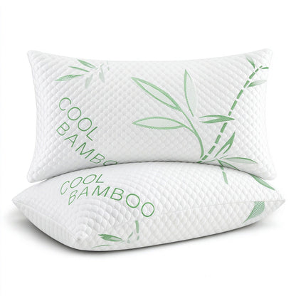 Memory Foam Pillow — Green Bamboo Pattern - yettbea