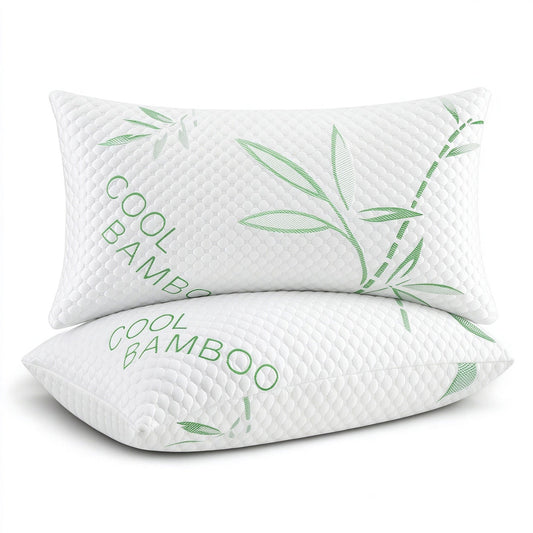 Memory Foam Pillow — Green Bamboo Pattern - yettbea