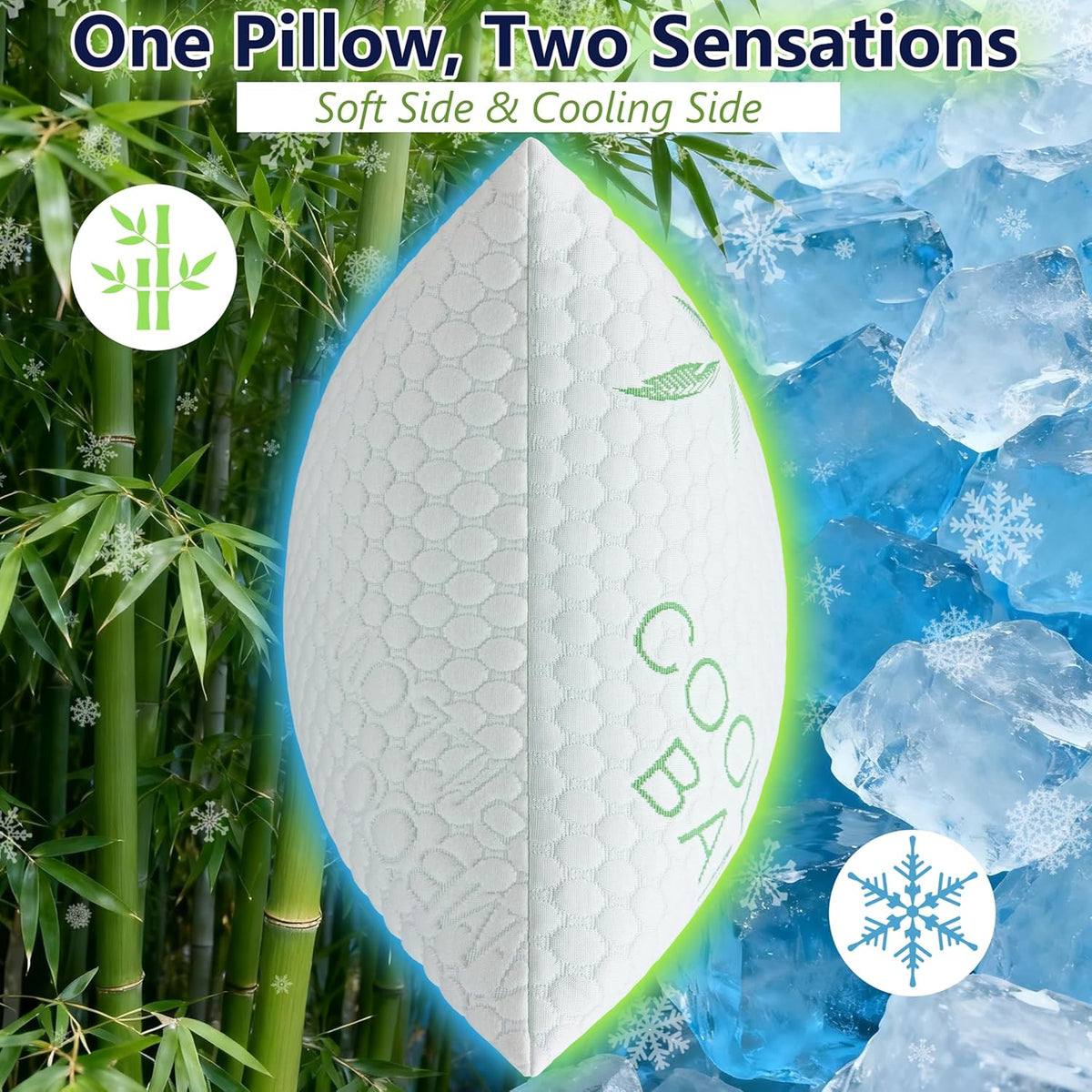 Memory Foam Pillow — Green Bamboo Pattern - yettbea