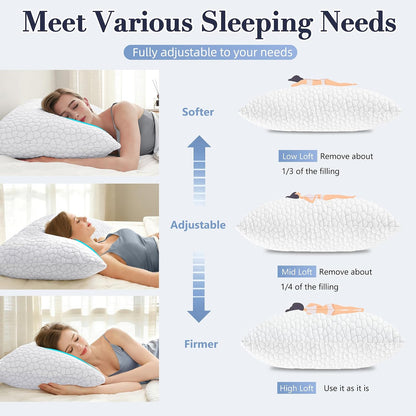 Memory Foam Pillow — White Bamboo Pattern - yettbea