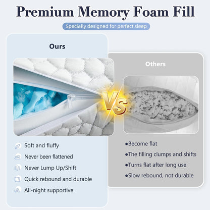 Memory Foam Pillow — White Bamboo Pattern - yettbea