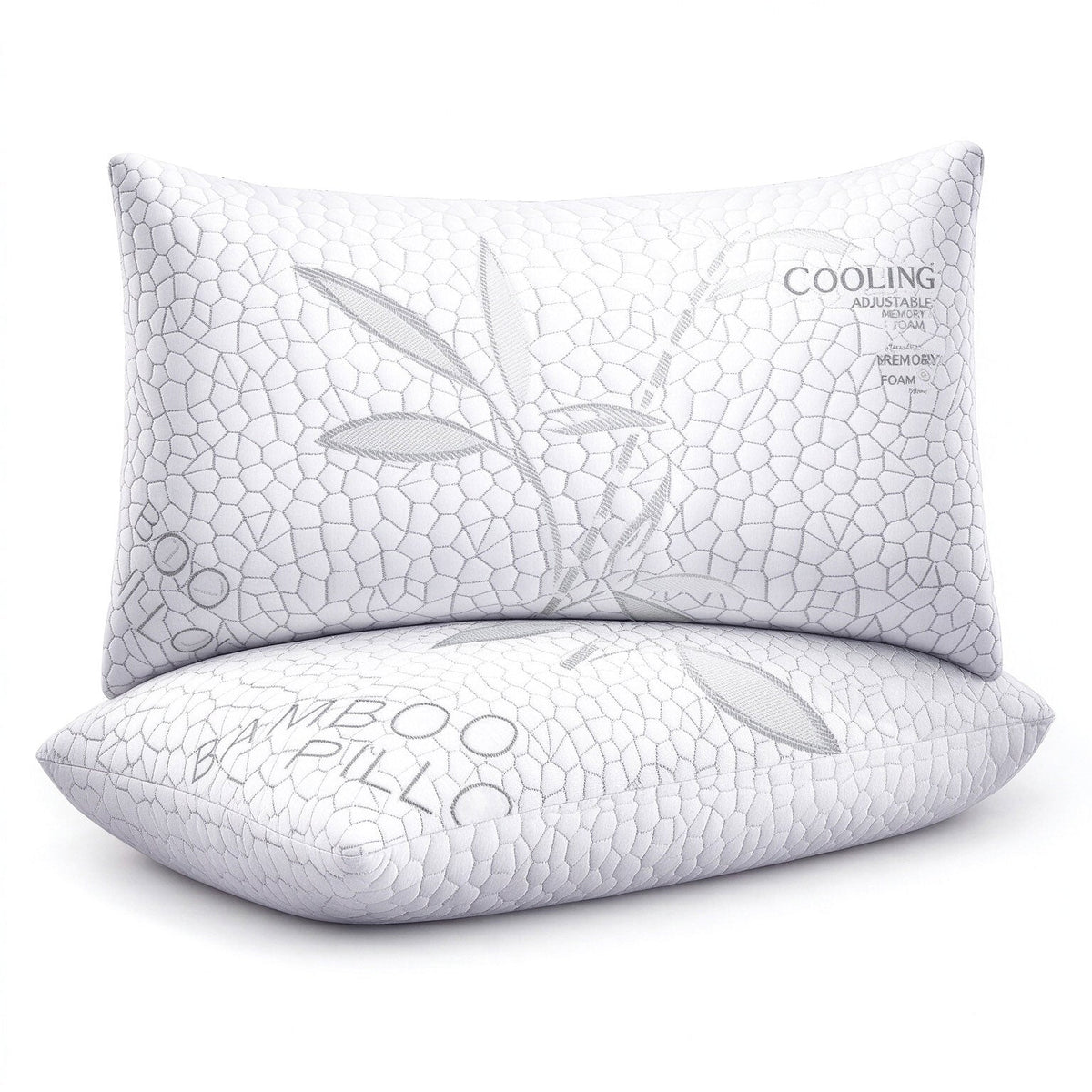 Memory Foam Pillow — White Bamboo Pattern - yettbea
