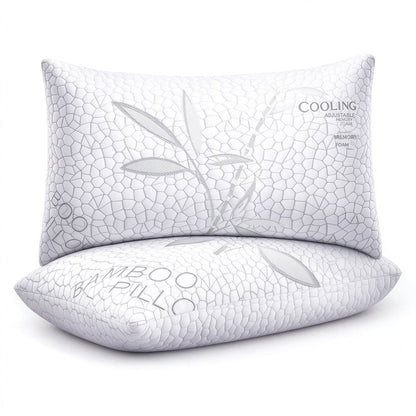 Memory Foam Pillow — White Bamboo Pattern - yettbea