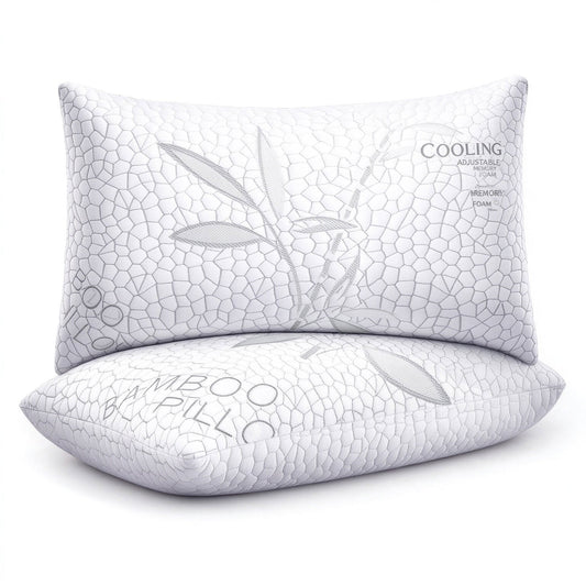 Memory Foam Pillow — White Bamboo Pattern - yettbea